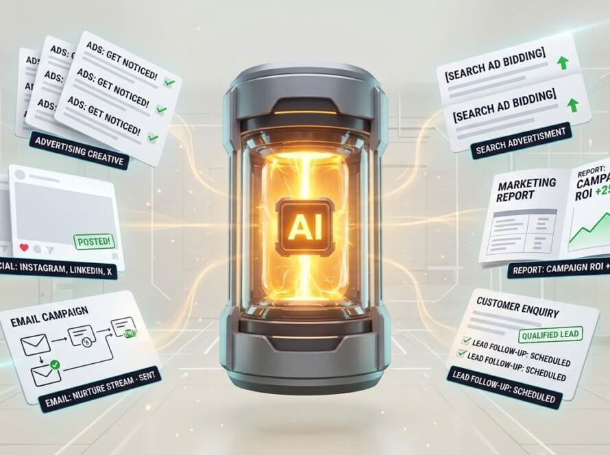 AI automating advertising, content, reporting, email and lead generation tasks for businesses in 2026