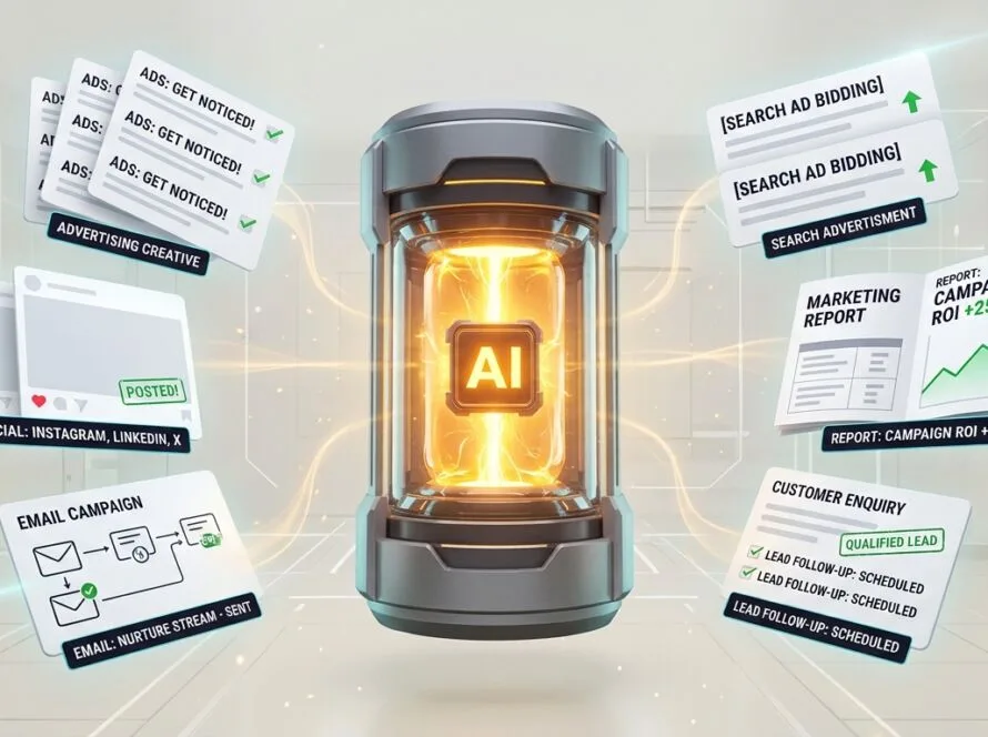 AI automating advertising, content, reporting, email and lead generation tasks for businesses in 2026