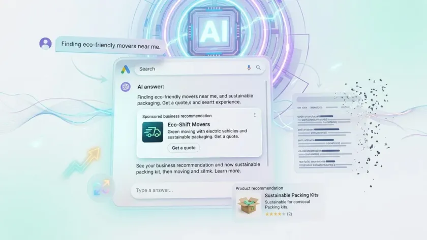 Реклама Google Ads, отображаемая в рамках диалогового поиска на базе ИИ в режиме Google AI