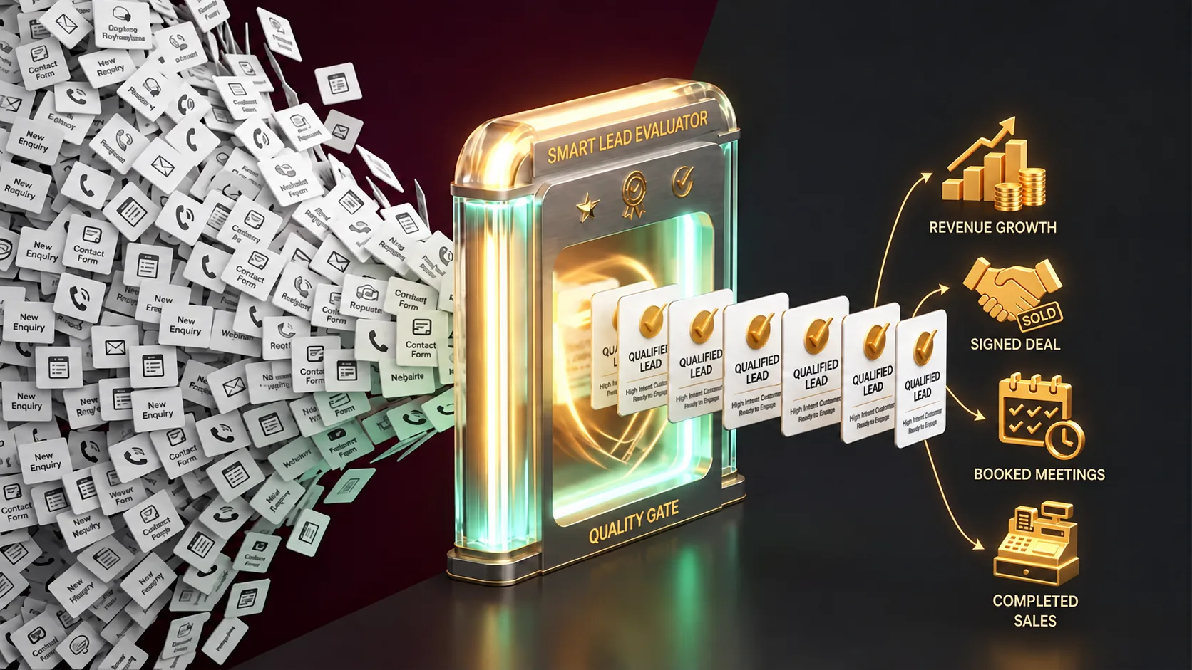 Large volume of leads being filtered into fewer qualified prospects and real sales
