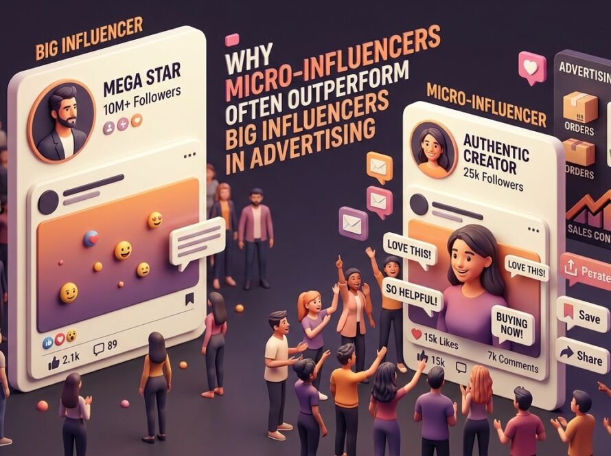 Micro-influencer with a smaller but highly engaged audience outperforming a large influencer in advertising results